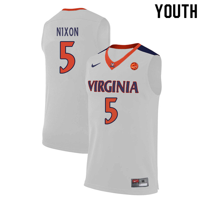 Youth #5 Jayden Nixon Virginia Cavaliers College Basketball Jerseys Sale-White - Click Image to Close